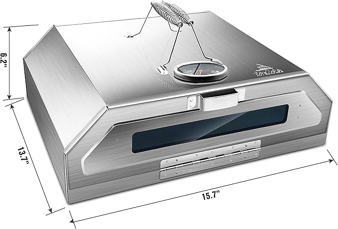 Templeton Home Pizza Oven Topper for BBQ & Grills, Includes Pizza Stone, Built In Temp Gauge, Cutter & Peel for Authentic Home Pizza Experience