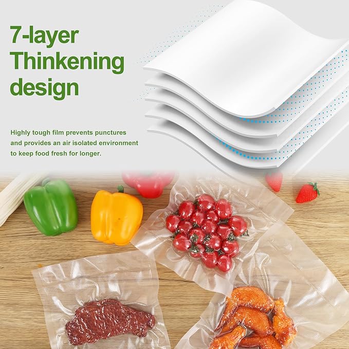 Moretoes Vacuum Sealer Bags, 6 Rolls 8" x 20' Food Vac Bags for Food Storage Saver, Commercial Grade Bag Rolls, BPA Free, Customized Size Bag for Sous Vide Cooking or Meal Prep