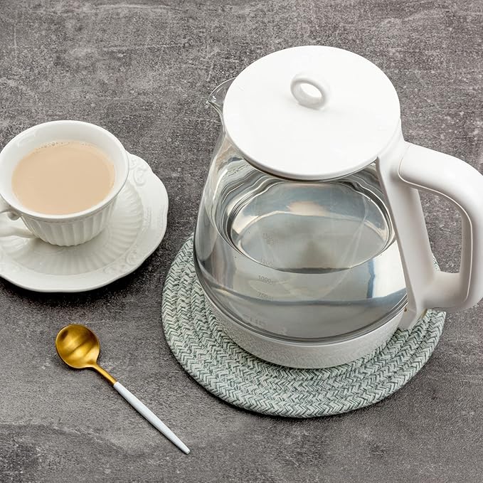 Trivets for Hot Dishes, Pots and Pans, 8 Inches Hot Pads 5 Pcs, Pot Holders for Kitchen, Heat Resistant Mat Protect Counter, Coasters Set Home Essentials Farmhouse Decor (Green)