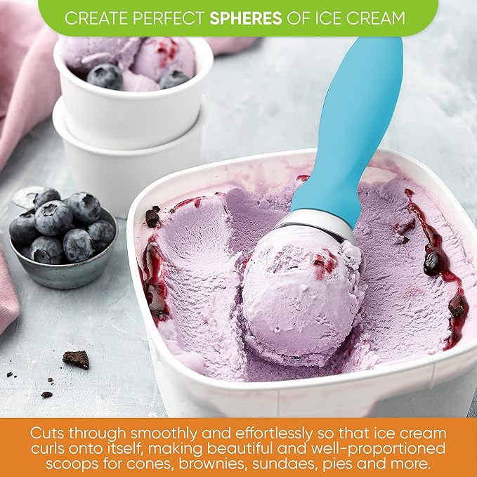 Spring Chef Ice Cream Scoop and Magnetic Measuring Spoons Set Bundle - Aqua Sky
