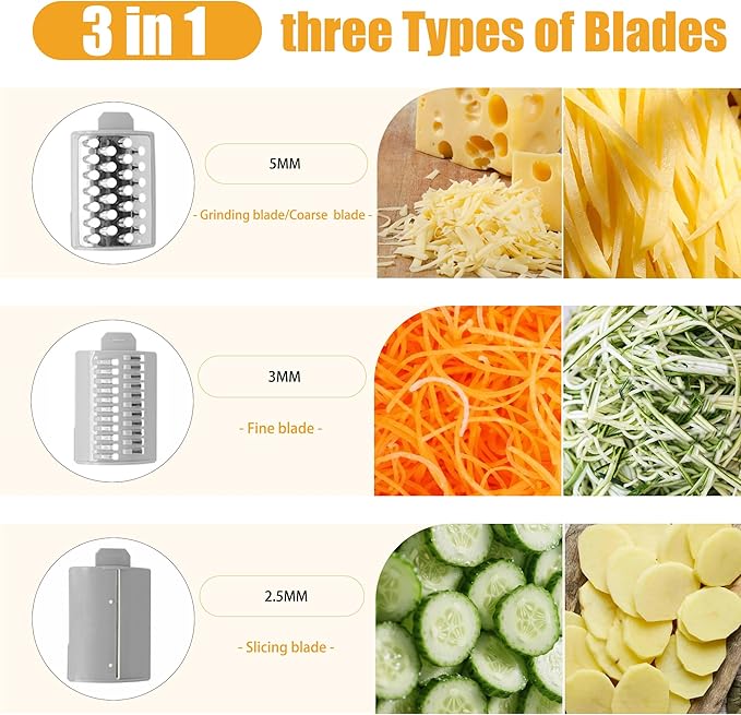 Cordless Electric Vegetable Slicer Chopper & Cheese Grater - Rechargeable Portable Salad Maker, Battery-Powered Electric Food Slicer for Home Kitchen Cucumber Carrots Cabbage