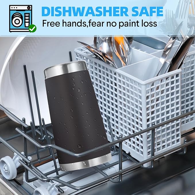Volhoply 20oz Stainless Steel Tumbler with Lid and Straw Bulk 8 Pack,Double Wall Insulated Travel Iced Coffee Mug Fits Cup holder,Powder Coated Cups for Hot/Cold Drinks,Gifts for Women（Black,8 Set）