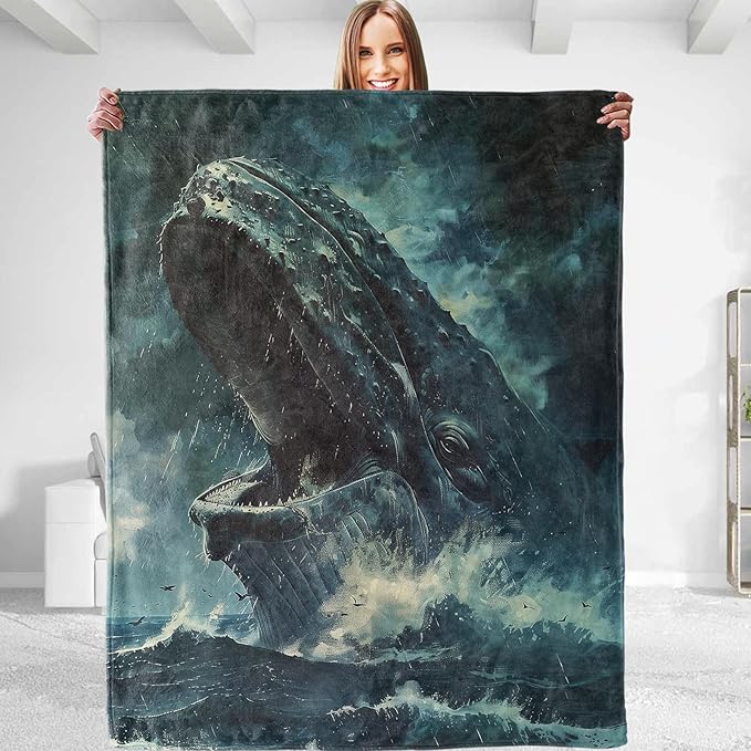 Majestic Whale Plush Throw Blanket - Soft, Comfy, Lightweight, Warm, and Fuzzy - Ideal Gift for Men and Boys - Perfect for Couch, Bedroom, Travel, Bed - 50x40 inches