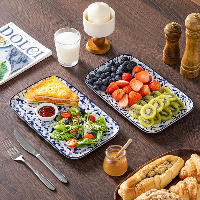 vancasso Porcelain Serving Trays for Party, Serving Platters Set of 4,Serving Dishes for Entertaining, Ceramic Party Trays and Platters for Serving Food, 12" Inch, Series SELENE