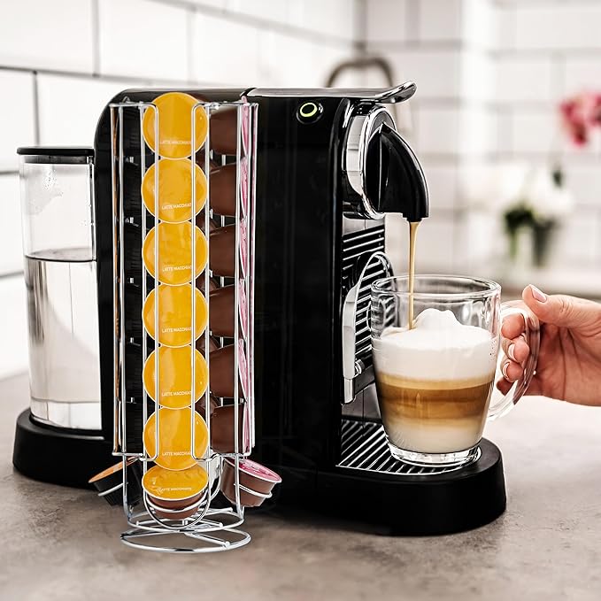 Relaxdays Coffee Pod Holder, Silver, 37 x 15 cm