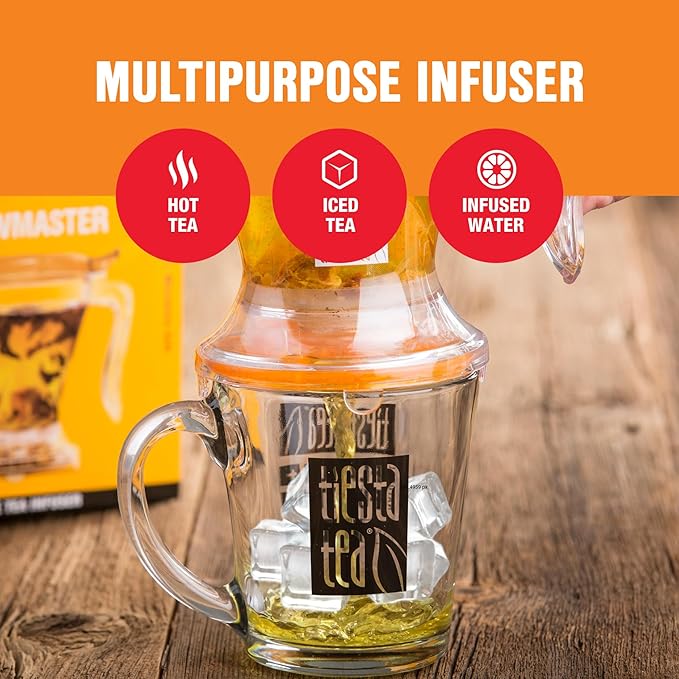 Tiesta Tea Brewmaster Infuser, Large Strainer for Loose Leaf Tea, Fine Mesh Bottom Dispensing, Microwave & Dishwasher Safe, Reusable Steeper, Loose Leaf Holder, 16 Oz