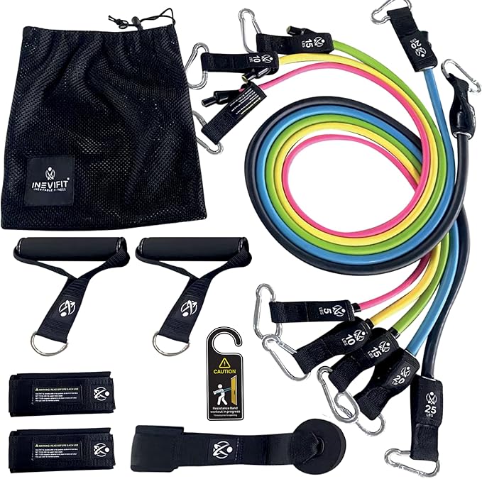 INEVIFIT Strength & Nutrition Bundle, Digital Kitchen Scale & 150 LBS Resistance Band Set for Home Workouts & Meal Prep