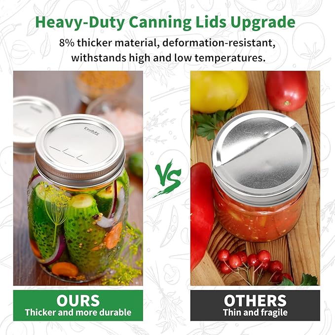 36Pcs Mason Jar Lids with Rings Wide Mouth, Upgrade Canning Lids with Rings/Bands for Ball, Kerr Jars and More, Split-Type with Leak Proof & Airtight, Food Grade Material for Mason Jars