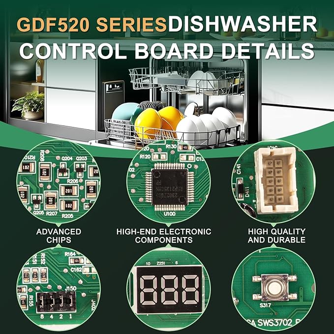 Dishwasher User Interface Control Board Replacement Compatible with GE GDF520,GDF540,GDF570 Series