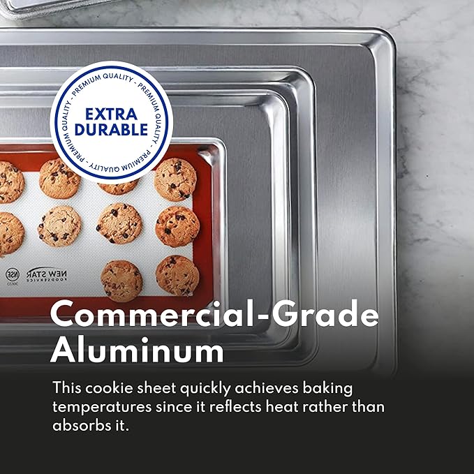 New Star Foodservice Commercial-Grade 18-Gauge Aluminum Sheet Pan/Bun Pan (18 L x26 W x1 H (Full Size) XL Size Measure Oven)