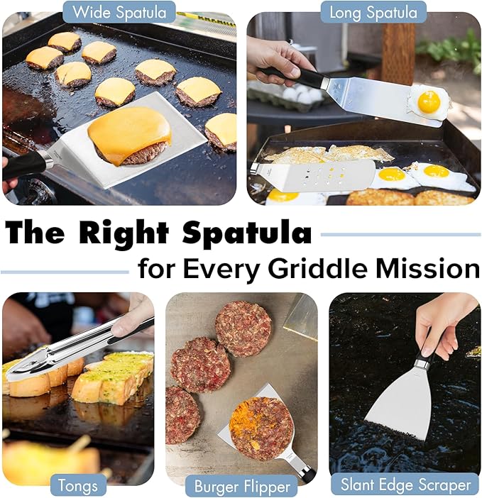 31PCS Griddle Accessories Kit for Blackstone, Flat Top Hibachi Grill Spatula Set with 2 Melting Domes, Burger Press, Patty Maker and Apron, Professional Teppanyaki Tools Gifts for Outdoor BBQ