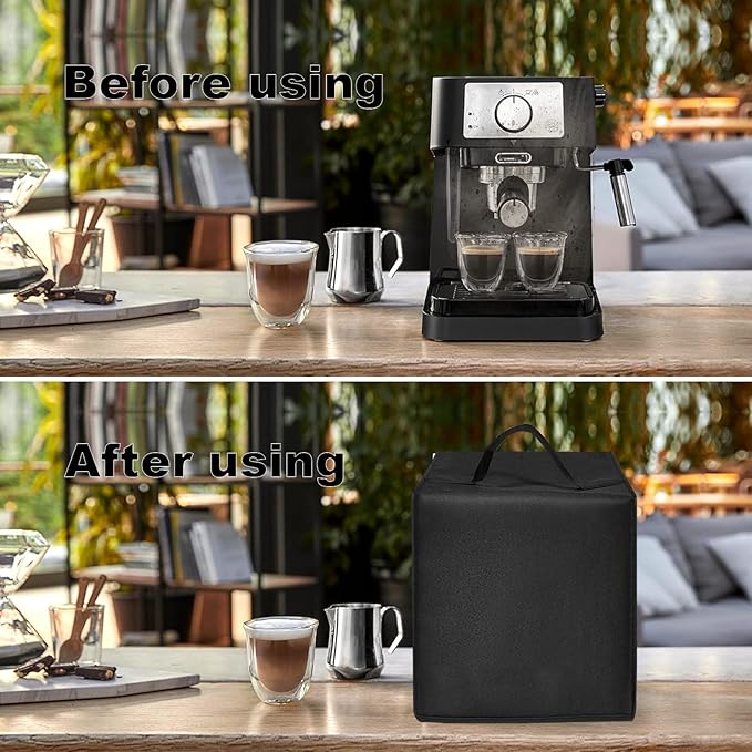Dust Cover for Plus Espresso Machine BES500BSS Stainless Steel Dust Covers for De'Longhi Stilosa Manual Espresso Machine EC260BK Heavy Duty Waterproof Protective Cover Case (Black)
