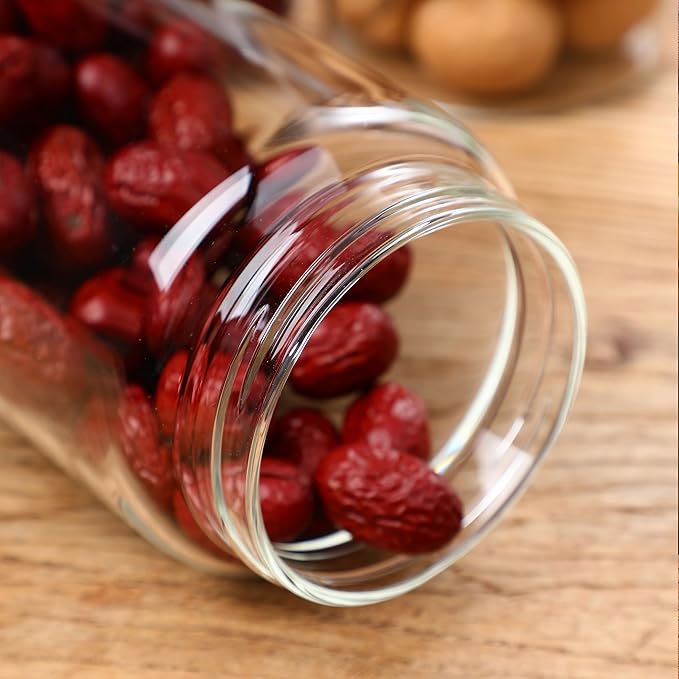 40.5 fl.oz -3 pack Glass Jars with screw Acacia Lids, Glass Food Storage Containers with Airtight Lids, Glass Container Jar Set for Coffee, Nut, Candy, Cereal, Sugar, Snacks, Blooming Tea,Spice