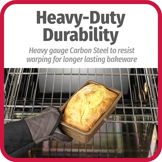 GoodCook BestBake Nonstick Textured Carbon Steel Loaf Pan, 9" x 5", Bronze (Pack of 2)