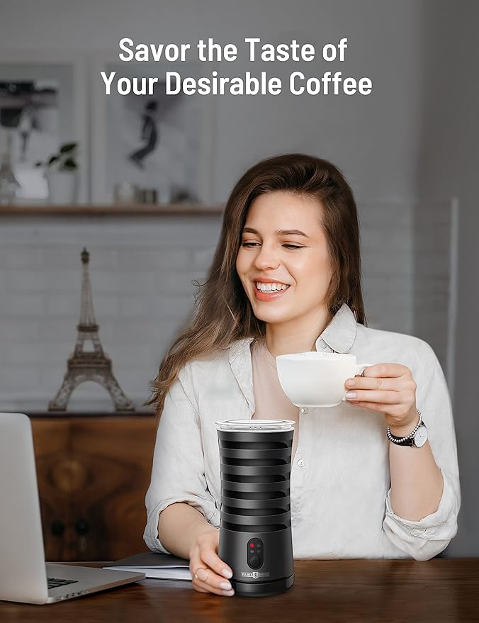 Electric Milk Frother, Paris Rhône 4-in-1 Milk Steamer and Frother, Hot & Cold Foam Milk Warmer with Temperature Control, Auto Shut-Off Frothers for Coffee, Latte,Macchiato, Cappuccino