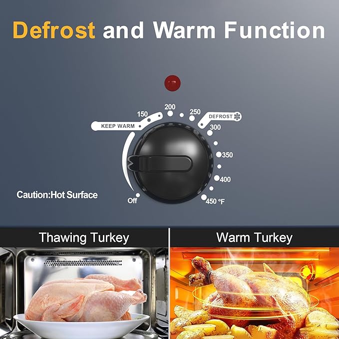 26Qt Turkey Roaster Oven Buffet with Self-Basting Lid, 1450W Electric Roaster Oven with Cool-Touch Handles, with Removable Pan and Rack, Blue