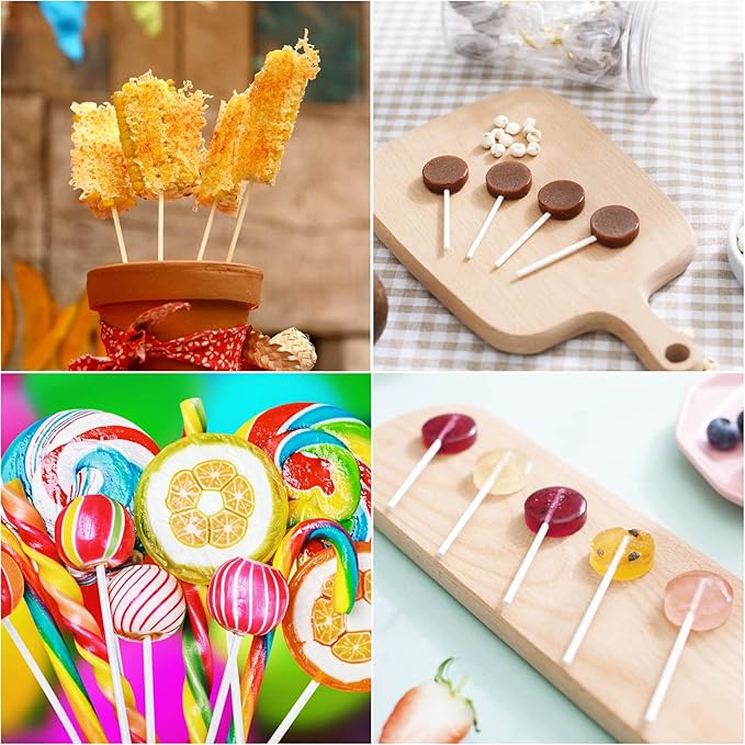 400Pcs 6 Inch White Paper Lollipop Sticks, Paper Sucker Sticks, Cake Pop Stick for Cake Toppers, Chocolate,Cookie,Rainbow Candy