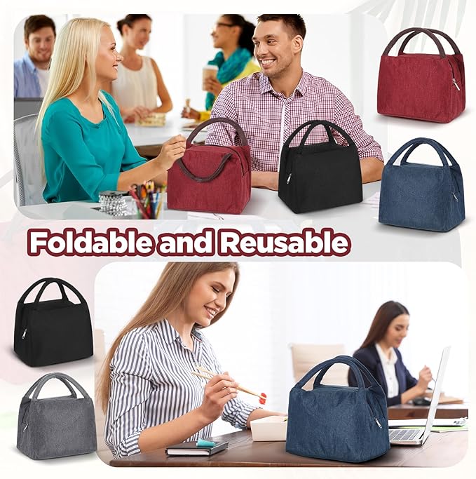 Chunful 24 Pcs Lunch Bags Bulk Insulated Reusable Lunch Bags Leakproof Tote with Aluminum Foil Interior Waterproof Thermal Tote for Women Adult Office Work Back to School Employees Picnic(Multi Color)