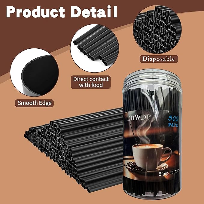 500 Pcs Coffee Stirrer and Holder Set Coffee Stir Sticks Coffee Stirrers 5” Plastic Cocktail Stirrers For Drinks for Mixing Coffee Milk Cocktail Drinks Coffee Home Kitchen Party Supplies (black)