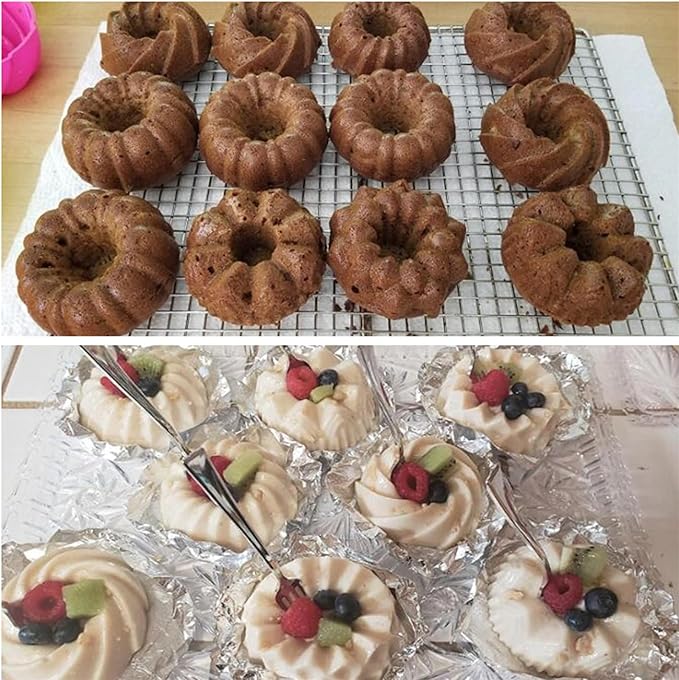 To encounter 24Pack Silicone Molds, Nonstick 3 inches Donut Mold, Silicone Baking Cups, Donut Pan, Muffin, Jello, Bagel Pan, Oven- Microwave- Dishwasher Safe