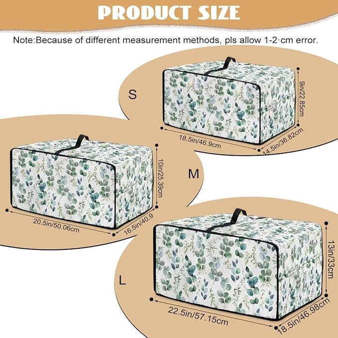 Countertop Convection Oven Cover Decorative and Protective Air Fryer Toaster Oven Dust Cover for Home Kitchen Indoor Decor, L, Eucalyptus Leaf Green White
