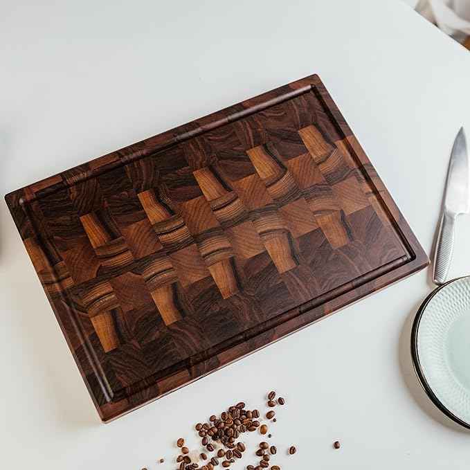 Handmade Personalized Walnut End Grain Cutting Board – Custom Engraved Wood Chopping Block, Perfect Gift for Home Chefs by GrainWoods (21x15x2 Inches)