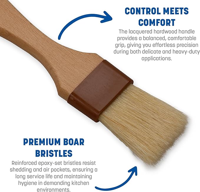 SPARTA Chef Series Basting Brush, Flat Boar Bristle Pastry Brush for Cooking and Baking, 1.5" Wide, 1 Count
