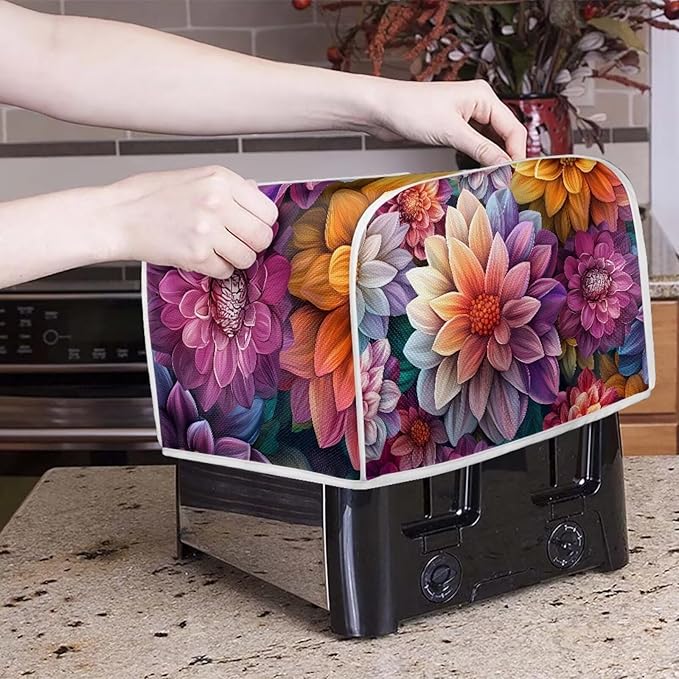 Bright Blossoms Dust Cover for Coffee Maker Boho Mandala Floral Kitchen Blender Cover Bread Maker Toaster Oven Dustproof Protector Covers