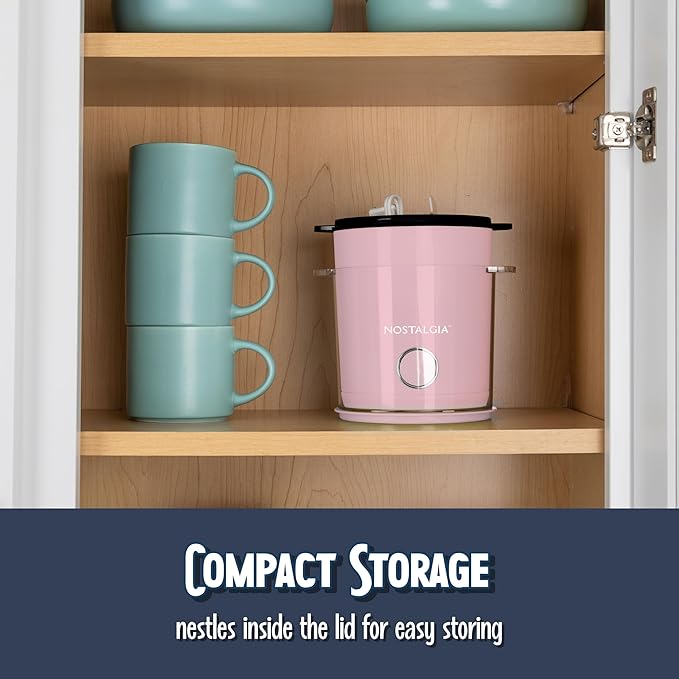 Nostalgia 8-Cup Hot Air Popcorn Maker & Bowl - 2-In-1 Bowl & Lid, 2 oz Measuring Cup - Oil-Free Pop Corn for Movie Night, Snacks, Birthday Parties, and More - Pink