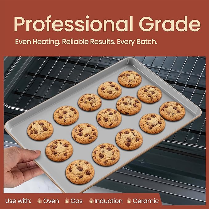 Bakken 8-Piece Stackable Bakeware Set - Ceramic Non-Stick Coating, Baking Sheets, Assorted Baking Pans, PTFE, PFOA & PFOS Free - Healthy Baking, Ergonomic Handles, Cooling Rack, Non-Toxic, Oven-Safe