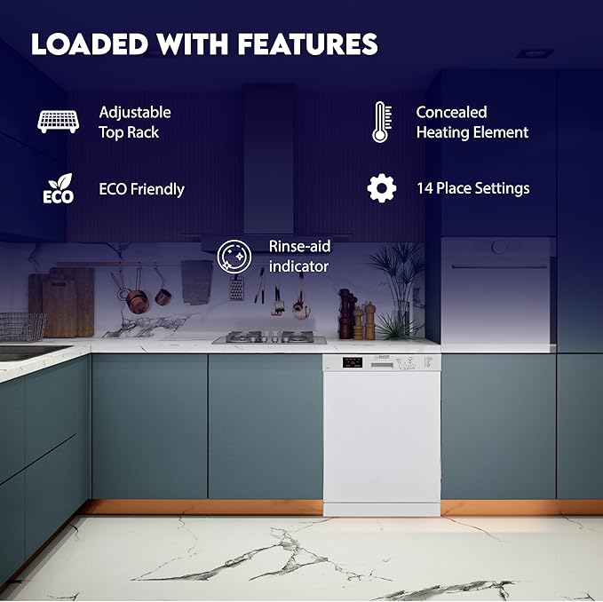 Equator24" Built in Dishwasher 14 Place Setting Wine Rack 8 Wash FAST 50 Delay1/2Load 110V E-Star ADA in White