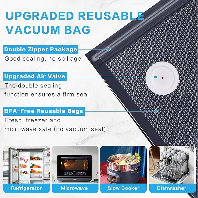 Handheld Vacuum Sealer for Food Powerful Vacuum Sealer Machine,Seal Meal Saver,Portable Food Sealer (Vacuum Sealer Machine + 2 Glass Vacuum Containers + 30 Reusable Vacuum Bags）