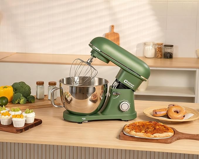 Kitchen in the box Stand Mixer - 8.5 Quart Mixing Bowl with Handle, 900 Watt Heavy Bread Dough Standing Mixers Tilt-head with Dough Hook, Whisk, Flat Beater and Splash Guard (Green)