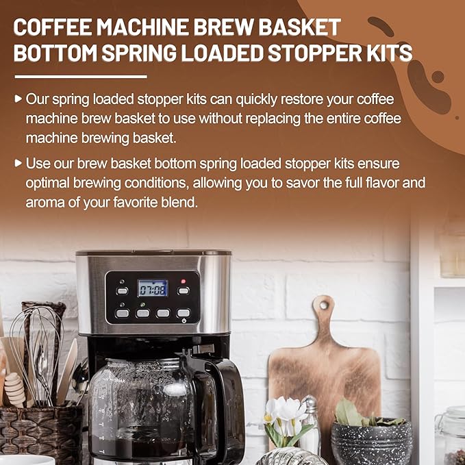 Coffee Replacement Brew Basket Spring Loaded Stopper Kits for Cuisinart Coffee Makers, Coffee Machine Accessory Compatible with Cuisinart DCC-1200, DCC-1200BCH, DCC-1200BW Brew Basket, 2 Pack