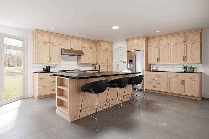 Quicklock RTA (Ready-to-Assemble) 42" Tall Wall Kitchen Cabinets - Shaker Style | 100% Hardwood | Made in America | Soft Close Hardware (Raw Maple, 12" D x 36" W x 42" H)