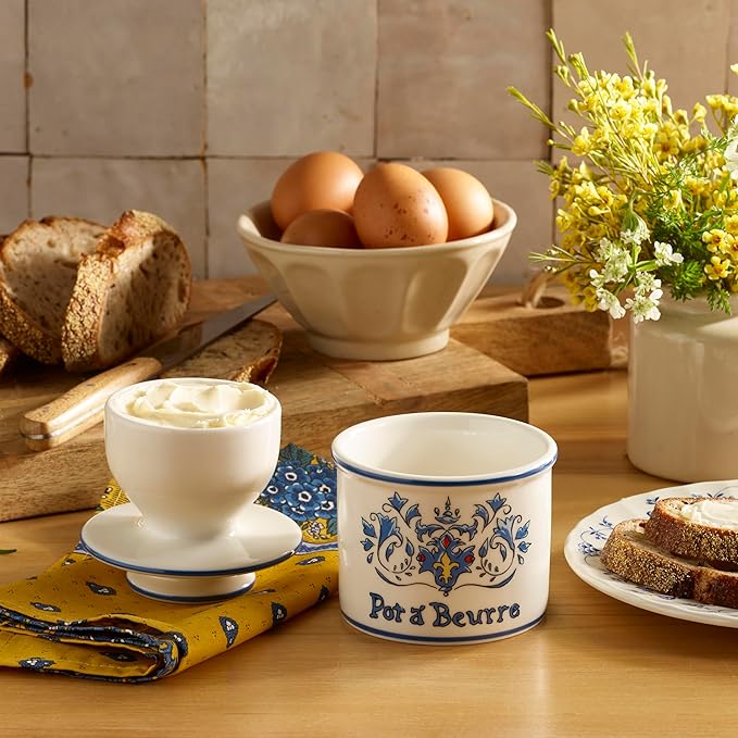 Butter Bell – The Original Art Nouveau French Butter Crock by L Tremain, Water Seal Ceramic Butter Keeper for Countertop, Keeps Butter Fresh & Spreadable Without Refrigeration