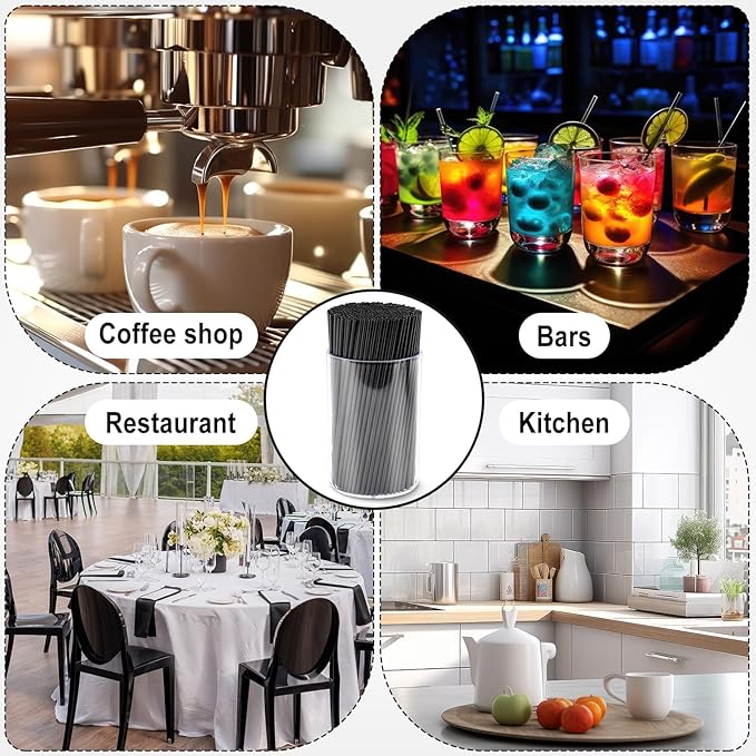 600 Pcs Black Coffee Stirrers Stir Sticks Set - Acrylic Stir Stick Holder Cocktail Straws Bar Straws Drink Stirrers for Coffee Juice Whiskey Home Kitchen Party Supplies