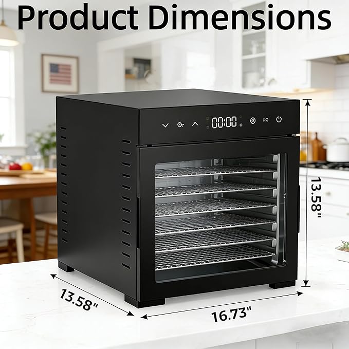 Simple Deluxe Food Dehydrator Machine, Fruit Dryer Machine with 8 Stainless Steel Trays, 24H Digital Timer 185°F Temperature Control, 500W Food Dryer for Jerky Meat Herb Fruit and Dog Treat, Black
