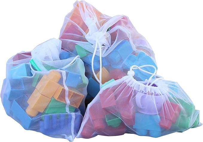 Earthwise Reusable Produce Bags Premium Mesh Set of 9 Bags Made from Recycled Plastic Bottles Ultra Durable, Eco Friendly See Through Transparent Material, Earth Friendly Gift Box (Rpet Mesh)