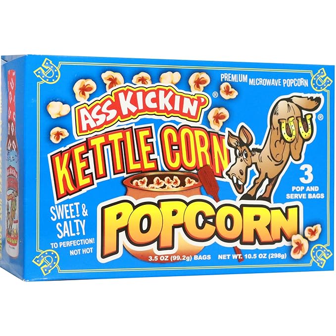 KICKIN’ Kettle Corn Microwave Popcorn - 6 Pack - Ultimate Sweet Gourmet Gift - Try if you dare!