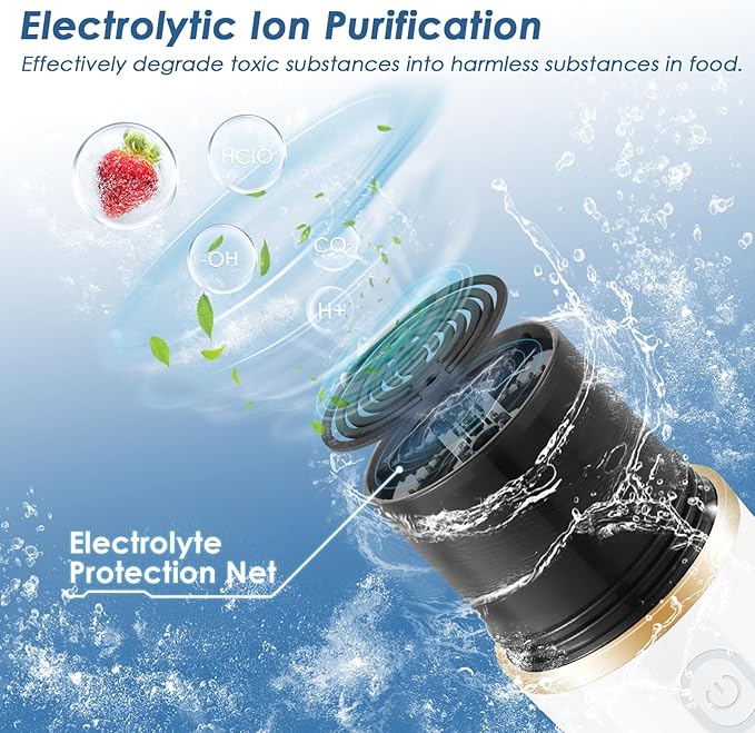 Cudinham Fruit and Vegetable Purifier Cleaner Washing Machine Capsule Shape Disinfection OH-ion Purification Technology for Cleaning Veggie Grains Rice Meat Seafood, White