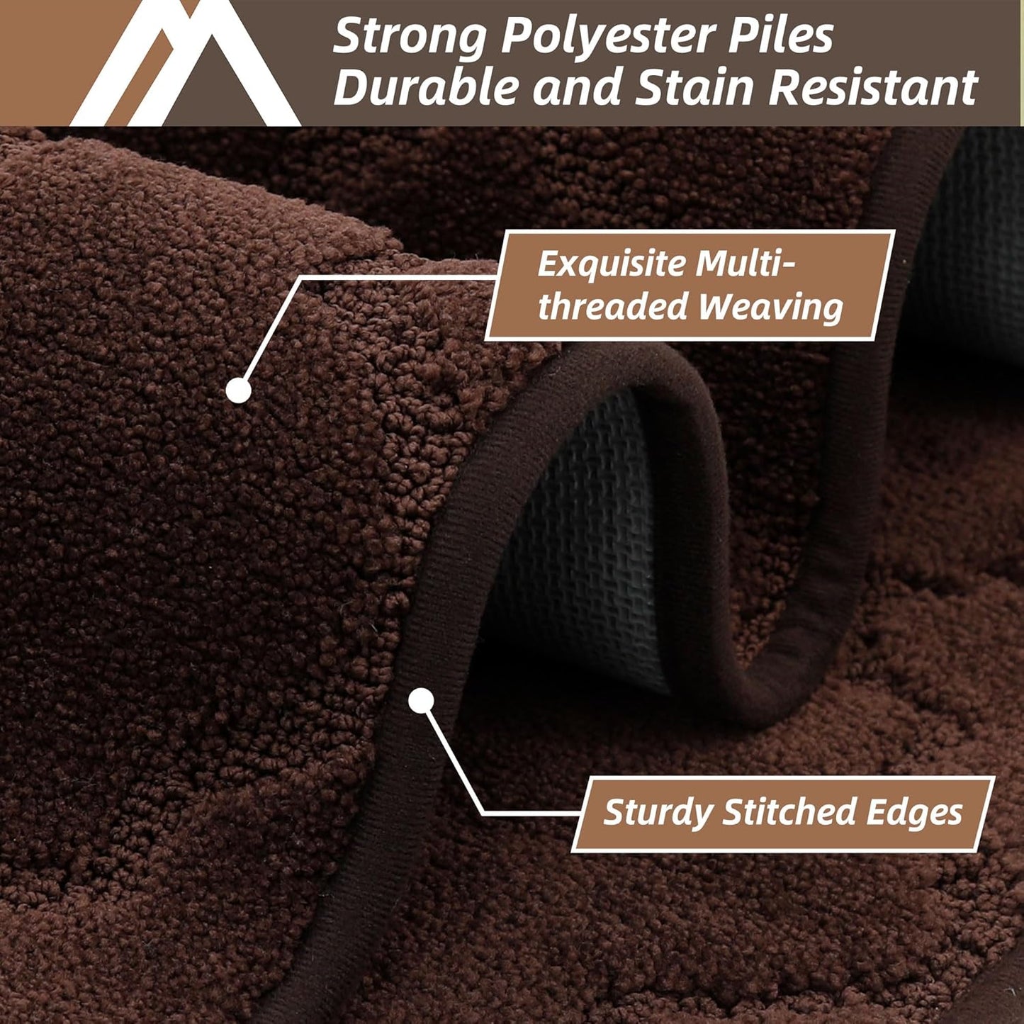 COSY HOMEER Soft Kitchen Rugs [2 PCS] for in Front of Sink Super Absorbent Kitchen Floor Mats and Mats 24x35 Inch/24X60 Non-Skid Kitchen Mat Standing Mat Washable,Polyester,Brown