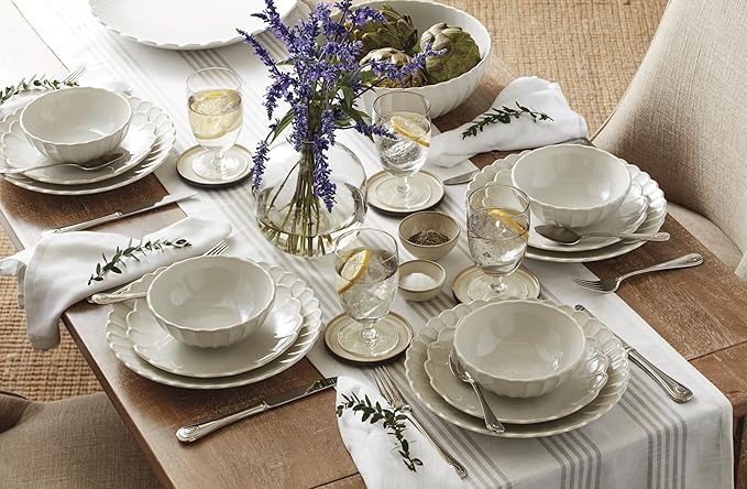 Lenox 899196 French Perle Groove 24-Piece Dinnerware Set, Service For 8