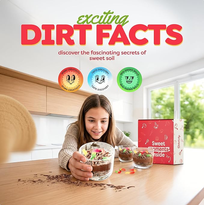 BAKETIVITY Dirt Pie Kids Baking Kit | Delicious Chocolate Cake Kids Baking Set for Girls & Boys | Baking Set for Kids with Pre-Measured Ingredients | Perfect Family Gifts for Cooking Lovers Ages 6-12