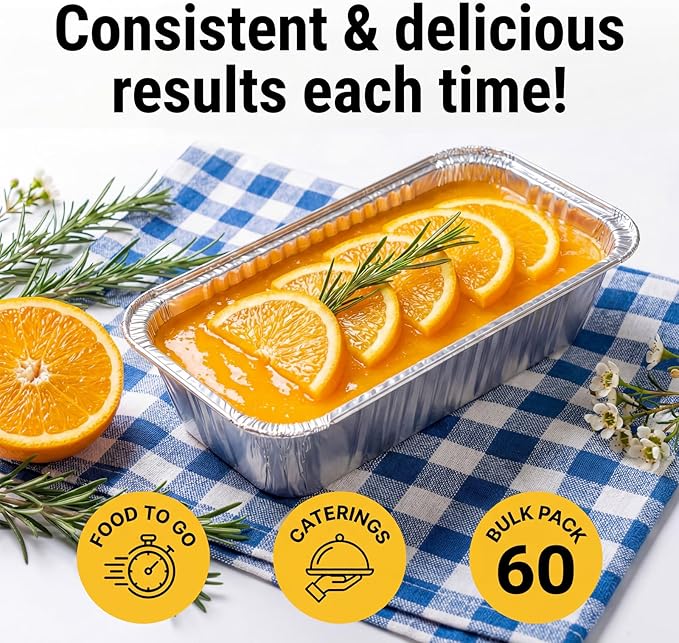 60 Pack Disposable Foil Loaf Pans with Lids Combo Set,30 Pack 8.7x4.6x2.5 Aluminum Loaf Pans & 30 Pack 8x4.3x2 Aluminum Bread Pan For Baking Cakes Bread Meat.