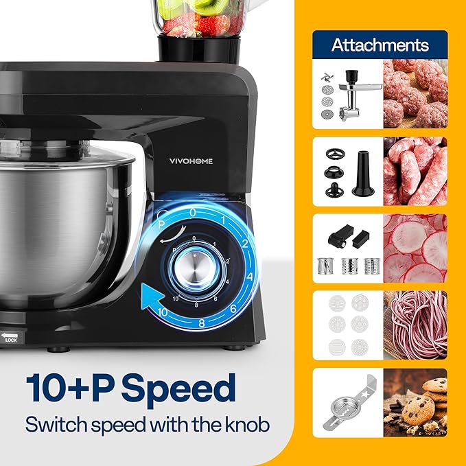 VIVOHOME 6 in 1 Multifunctional Stand Mixer with 3 in 1 Multifunctional Stand Mixer