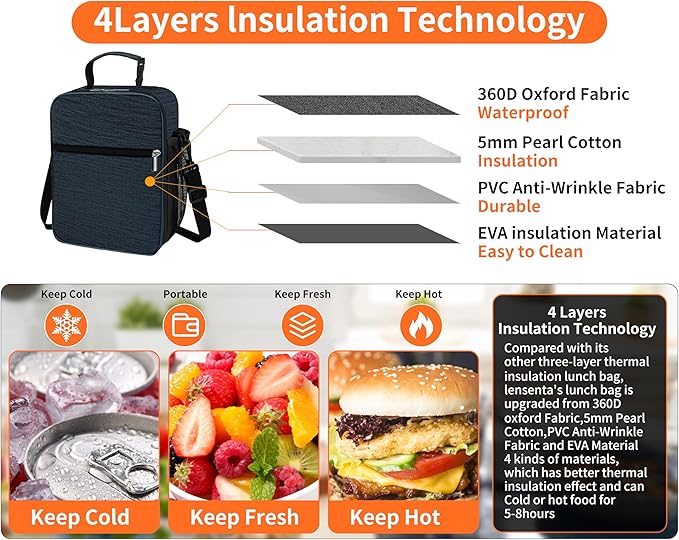 ZM-YOUTOO Lunch Box for Men - Reusable Lunch Bag Men Adult Women- Insulated Small LunchBox
