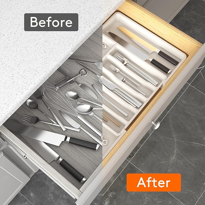 Lifewit 5 Pack Drawer Dividers 5" High, Expandable Utensil Tray for Kitchen,Expandable Dresser Separators in Bedroom/Bathroom/Kitchen/Office