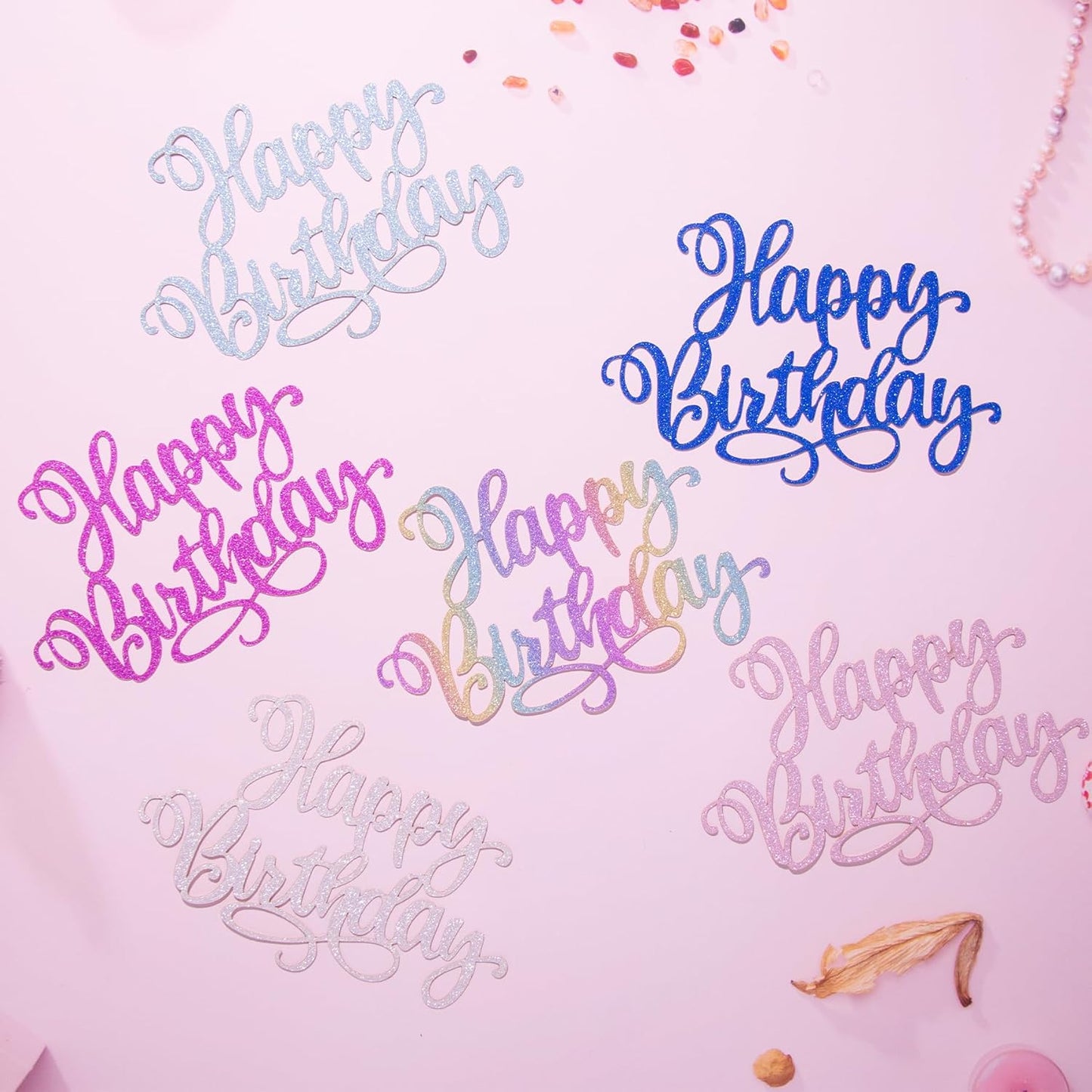 Happy Birthday Cake Toppers 9 Inch Glitter Happy Birthday Cake Pick for Birthday Anniversary Theme Party Cake Decorations Supplies - Litht Blue