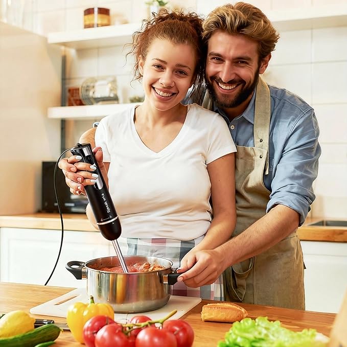 Upgraded 1100W 5-in-1 Immersion Hand Blender – 20 Variable Speeds, Up to 15,500 RPM, Handheld with Milk Frother & Food Processor, Black